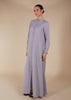 Button Through Abaya Light Grey