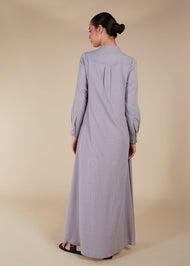 Button Through Abaya Light Grey