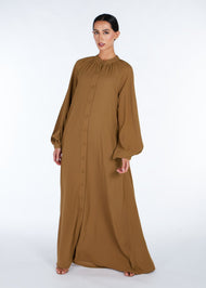 Button Pleat Abaya Camel | Modest Abayas | Aab Modest Wear