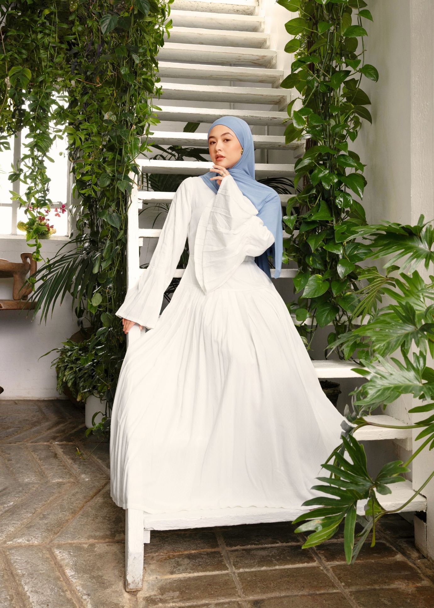 Fan Sleeve Maxi White | Modest Maxi Dresses