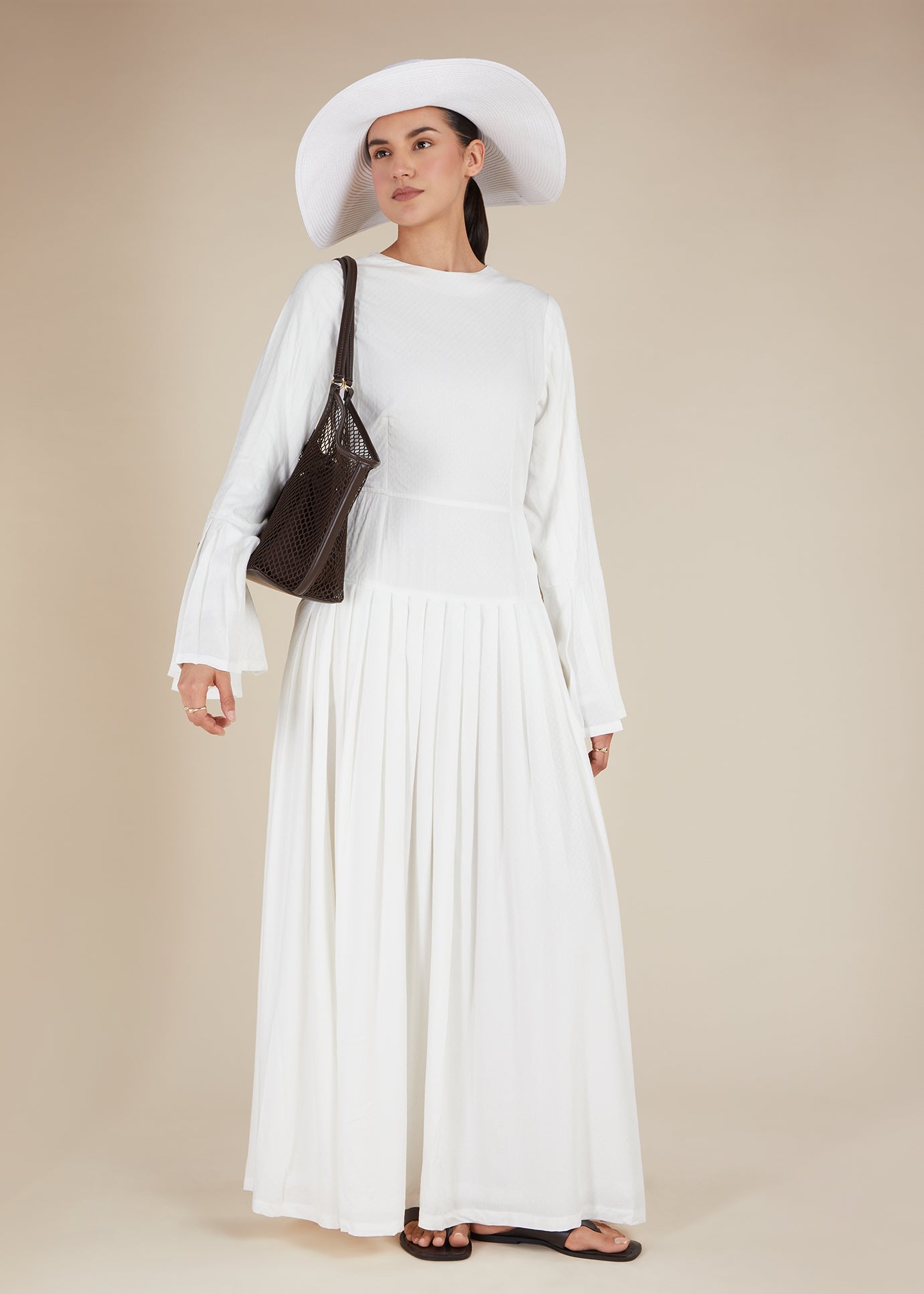 white dress with sleeves maxi Fan Sleeve Maxi White | Modest Maxi Dresses