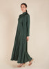 Fringed Open Abaya Dark Green