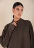 Front Zip Abaya Beige