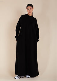 Front Zip Abaya Black