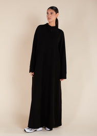 Front Zip Abaya Black