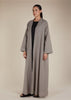 Linen Feel Open Abaya Dove Grey