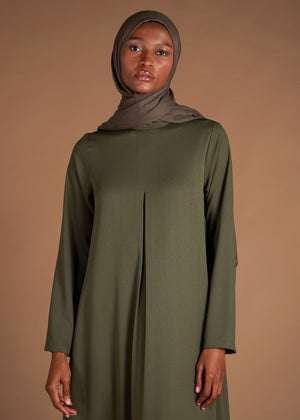 Turtle Neck Pleat Abaya Olive | Abayas | Aab Modest Wear