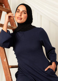 Mandarin Wrap Abaya Navy - Final Sale