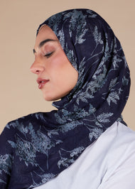 Navy Aquarelle Botanics Print Hijab