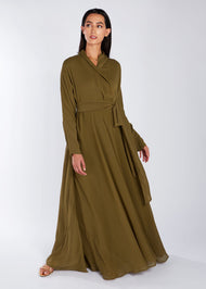 Chiffon Wrap Abaya Olive | Modest Abayas | Aab Modest Wear