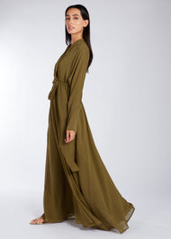 Chiffon Wrap Abaya Olive | Modest Abayas | Aab Modest Wear