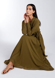 Chiffon Wrap Abaya Olive | Modest Abayas | Aab Modest Wear