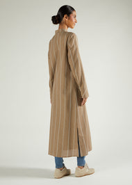Pinstripe Maxi Shirt Coffee