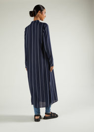 Pinstripe Maxi Shirt Navy