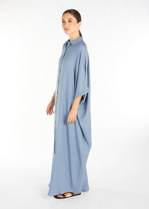 Shirted Kaftan Columbia Blue | Abayas | Aab Modest Wear