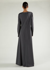 Side Pleat Abaya Charcoal