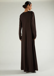 Side Pleat Abaya Dark Brown