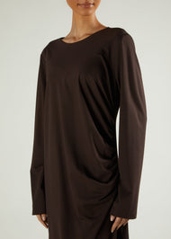Side Pleat Abaya Dark Brown