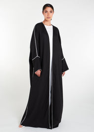 Black Cotton Open Abaya