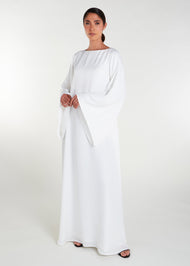 Bell Sleeve Abaya White