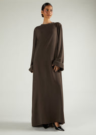 Tote Stitch Abaya Brown