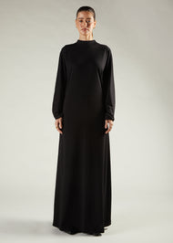 Turtle Neck Abaya Black
