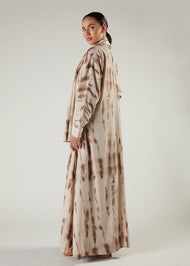 Beige & Brown Open Abaya