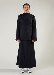 Ribbed Skirt & Top Set Navy