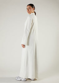 Turtle Neck Abaya Off White