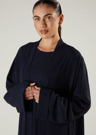 Two Piece Open Abaya with Slip Navy