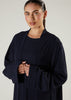 Two Piece Open Abaya with Slip Navy
