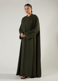 Two Piece Open Abaya with Slip Khaki