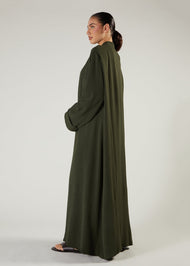 Two Piece Open Abaya with Slip Khaki