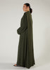 Two Piece Open Abaya with Slip Khaki