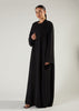 Two Piece Open Abaya with Slip Black