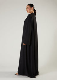 Two Piece Open Abaya with Slip Black