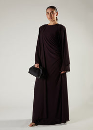 Chiffon Two Piece Abaya Burgundy