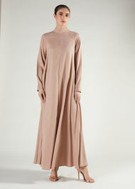 High Neck Abaya Nude
