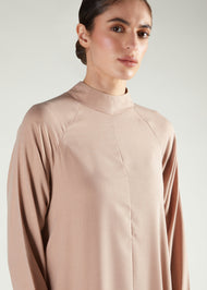 High Neck Abaya Nude