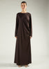 Side Pleat Abaya Dark Brown
