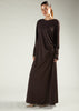 Side Pleat Abaya Dark Brown
