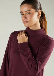 High Neck Abaya Winter Berry