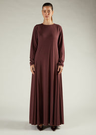 High Neck Abaya Brown