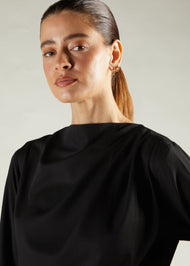 Cowl Neck Abaya Black