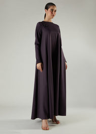 Crochet Flare Abaya Plum