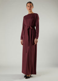 Skirt Pleat Abaya Plum