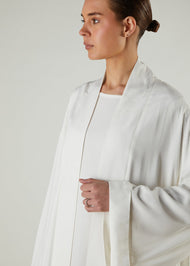 Open Abaya Milky White