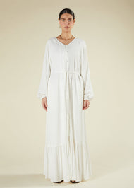 aab modest wear cotton maxi dress product info and reviews Fan Sleeve Maxi White | Modest Maxi Dresses