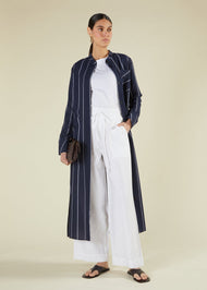 Pinstripe Maxi Shirt Navy
