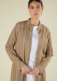 Pinstripe Maxi Shirt Coffee